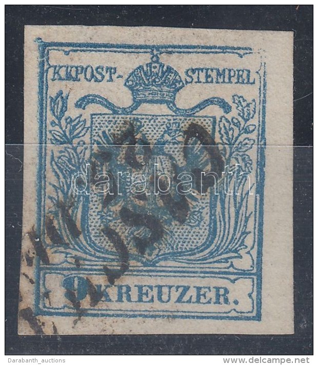 O 1850 9kr MP III. Szép Szélekkel, Bal ívszéllel, Lemezhibával / With Nice... - Altri & Non Classificati