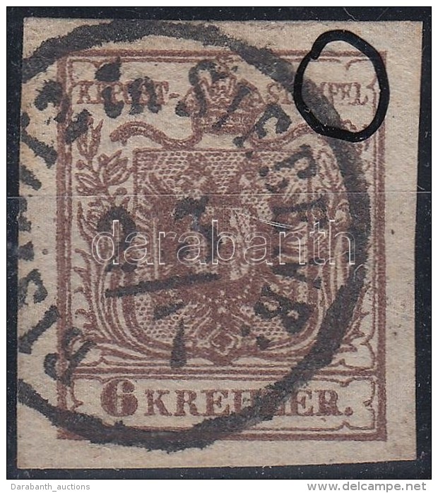 O 1850 6kr HP III  Szép Szélekkel, Lemezhibával / With Plate Variety 'BISTRITZ In SIEBENB:' - Andere & Zonder Classificatie