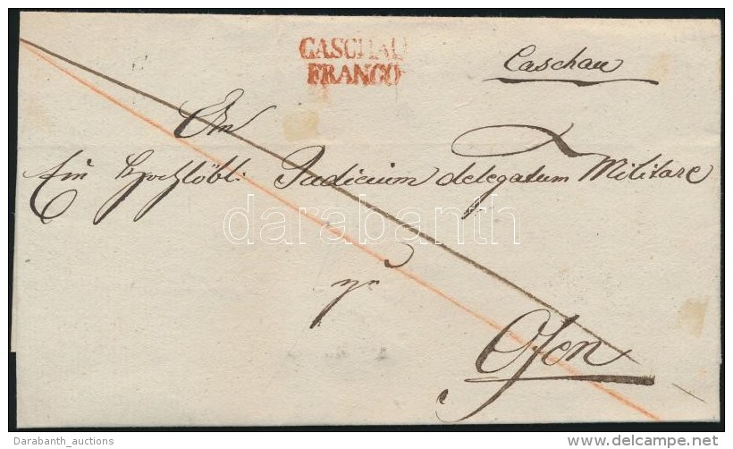 1837 Félportós Levél / Cover With Half Postage Due Piros / Red 'CASCHAU / FRANCO' - Ofen - Altri & Non Classificati