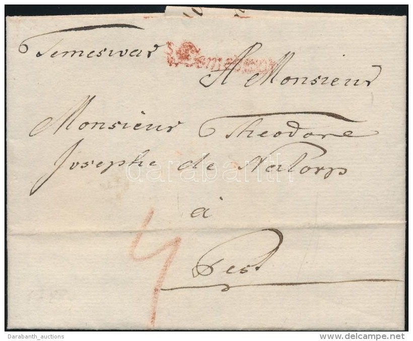 1788 Portós Levél / Cover With Postage Due, Piros / Red 'v Temeswar' - Pest - Andere & Zonder Classificatie