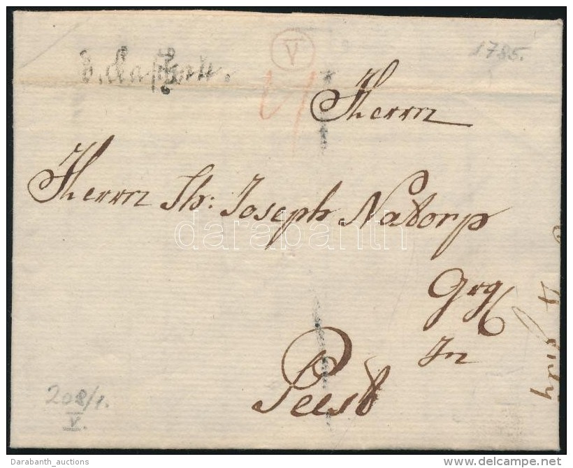 1785 Portós Levél / Cover With Postage Due 'v. Kaschau.' - Pest - Altri & Non Classificati