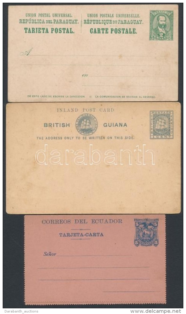 Paraguay, Guinea és Ecuador 1870 2 Db Használatlan Díjjegyes LevelezÅ‘lap és 1 Db... - Andere & Zonder Classificatie