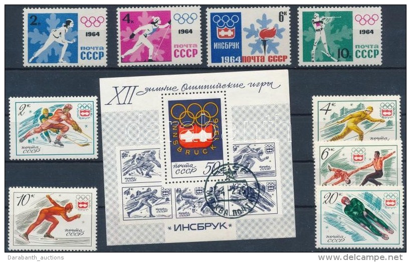 ** O Szovjetunió 1964, 1976 2 Klf Téli Olimpia Sor + 1 Blokk - Andere & Zonder Classificatie