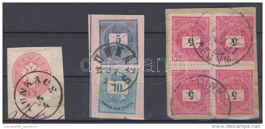 1864-1892 3 Db Kivágás (6 Db Bélyeg) / 3 Cuttings With 6 Stamps 'MUNKÁCS' - Andere & Zonder Classificatie