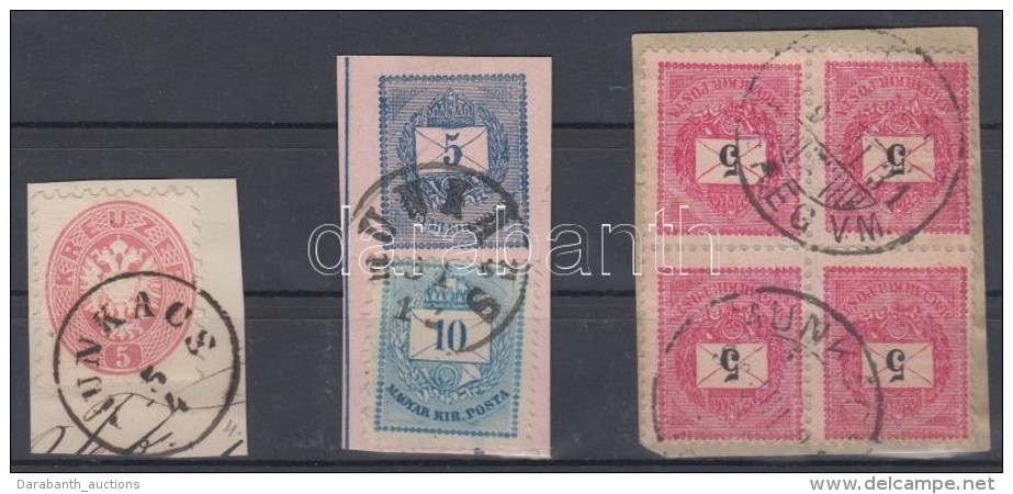 1864-1892 3 Db Kivágás (6 Db Bélyeg) / 3 Cuttings With 6 Stamps 'MUNKÁCS' - Altri & Non Classificati