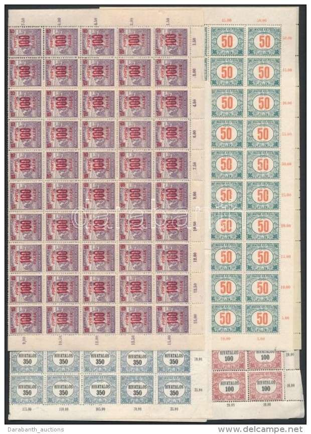 ** 1915-1921 2 Klf Portó + 2 Klf Hivatalos Bélyeg Hajtott Teljes ívekben (26.000) - Andere & Zonder Classificatie