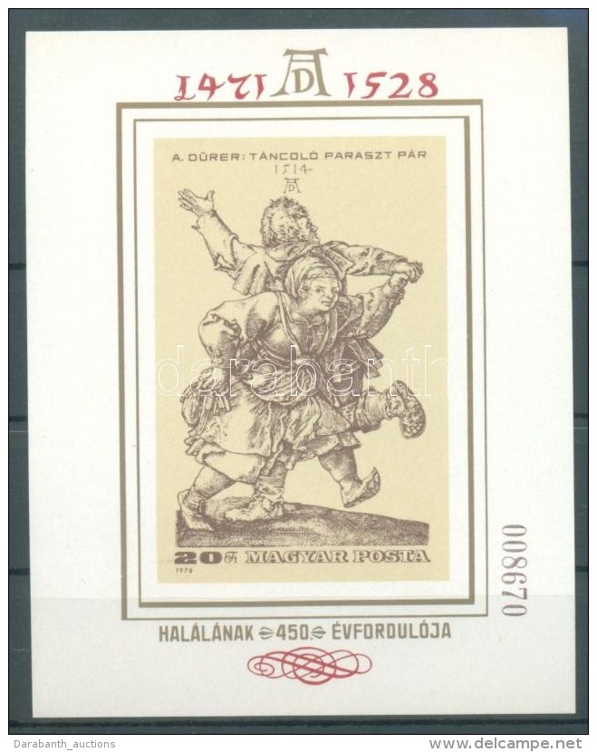 ** 1979 Festmény (XVIII)- Albrecht Dürer Vágott Blokk (7.000) - Altri & Non Classificati