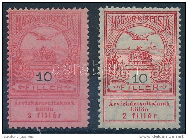 ** 1913 Árvíz 10f Rózsaszín (?) Papír + Támpéldány - Andere & Zonder Classificatie