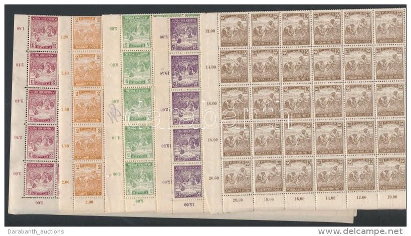 ** 1916 Arató 2f, 3f, 5f, 15f, 20f Hajtott Teljes ívekben (11.400) - Altri & Non Classificati