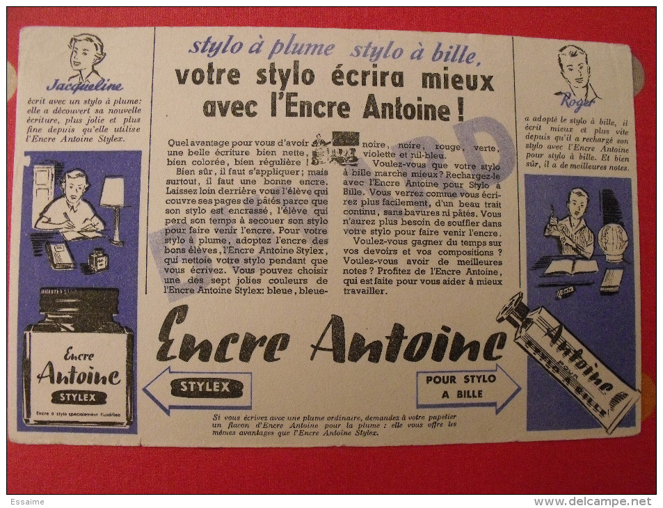 Buvard Encre Antoine Stylex Stylo. Vers 1950 - Papeterie