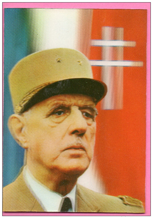 Carte Postale En Relief Avec Portrait De Charles De Gaulle - Andere & Zonder Classificatie