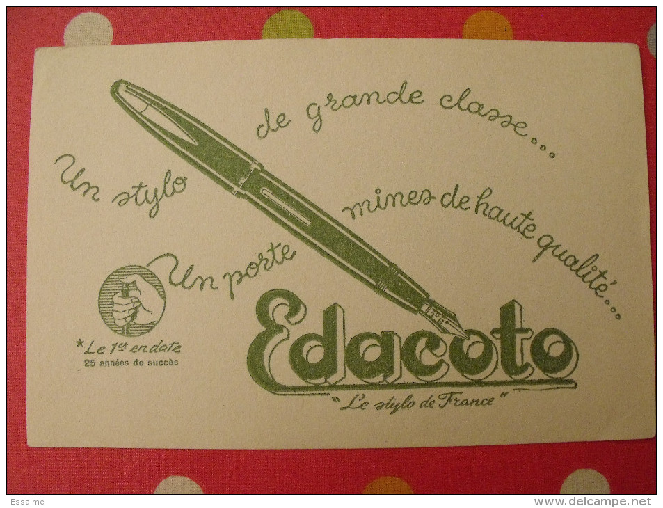 Buvard Edacoto Stylo Porte-mine Vers 1950 - Stationeries (flat Articles)