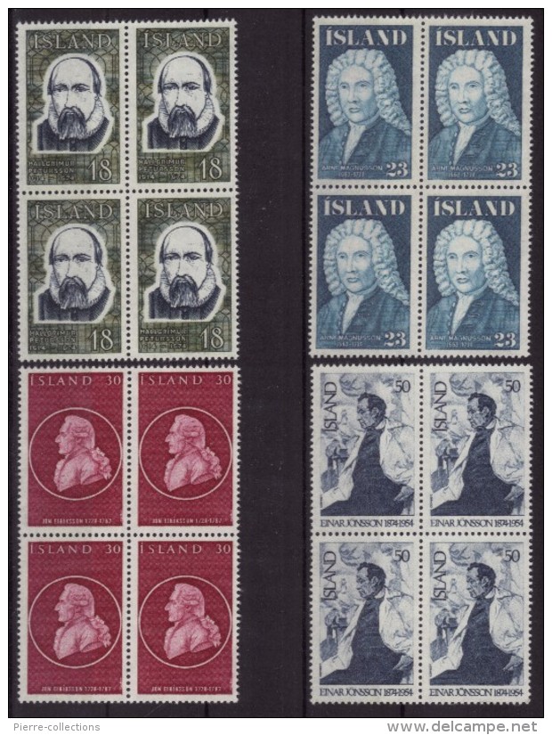 Islande N° 520 à 522 Neufs ** - Blocs De 4 - Personnages Célèbres - Unused Stamps