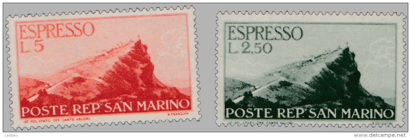 Saint Marin Exprès 1945. ~  YT 11 à 12** -  Vues De St-Marin (Série) - Francobolli Per Espresso