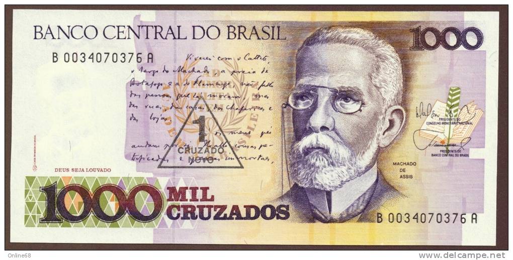 BRASIL 1 CRUZADOS NOVO / 1000 CRUZADOS ND  SERIE B  UNC - Brazil