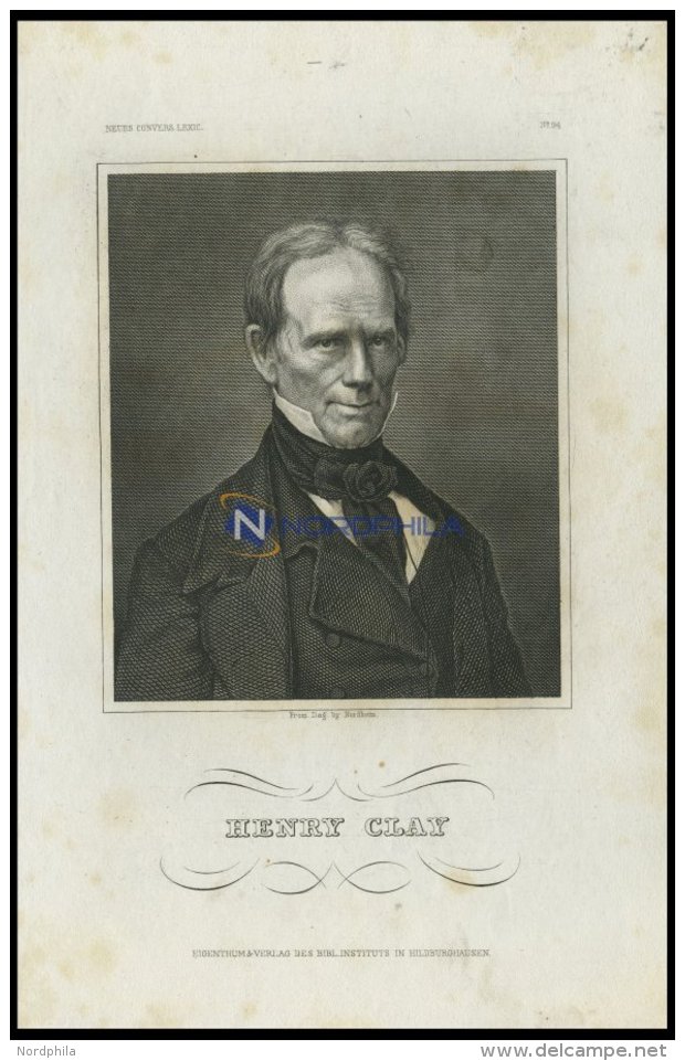 Henry Clay, US-amerikanischer Politiker, Stahlstich Von B.I. Um 1840 - Lithographies