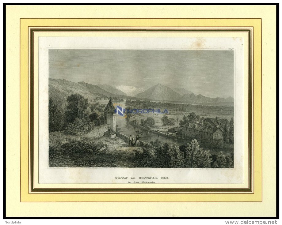 THUN, Gesamtansicht, Stahlstich Von B.I. Um 1840 - Lithographies