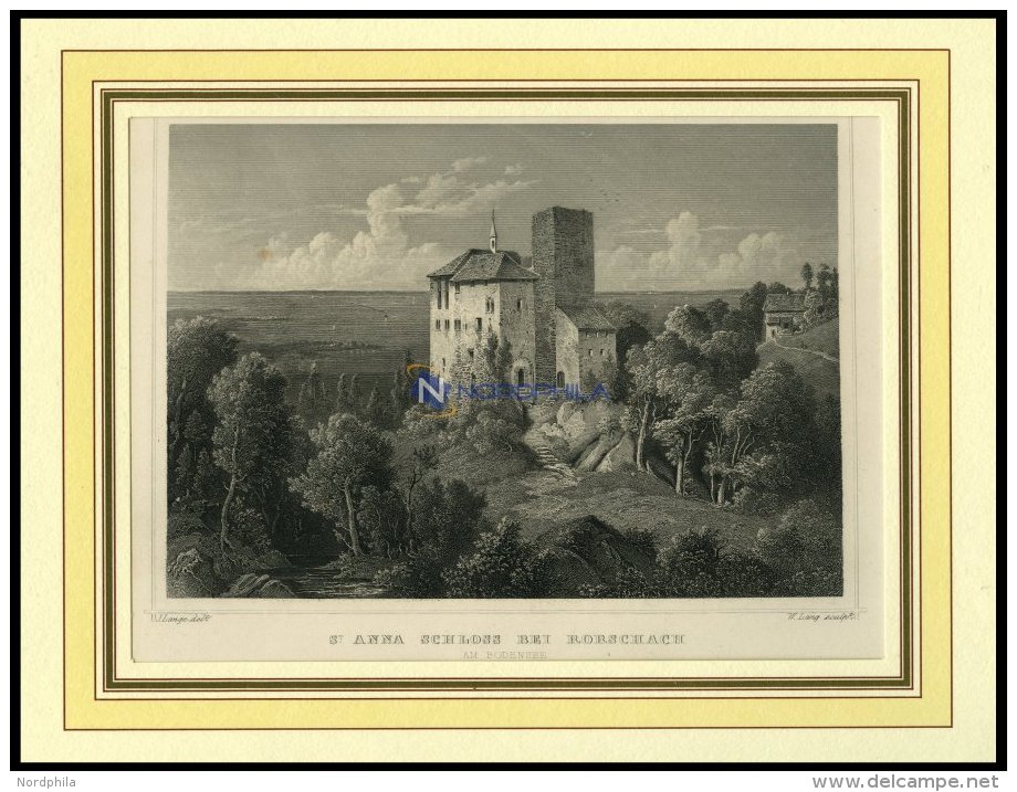 Bei RORSCHACH: Schloß St. Anna, Stahlstich Von Lange/Lang Um 1840 - Lithographies