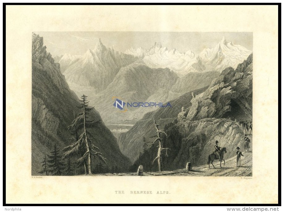 Die BERNER ALPEN, Stahlstich Von Bartlett/Benjamin, 1836 - Lithographies