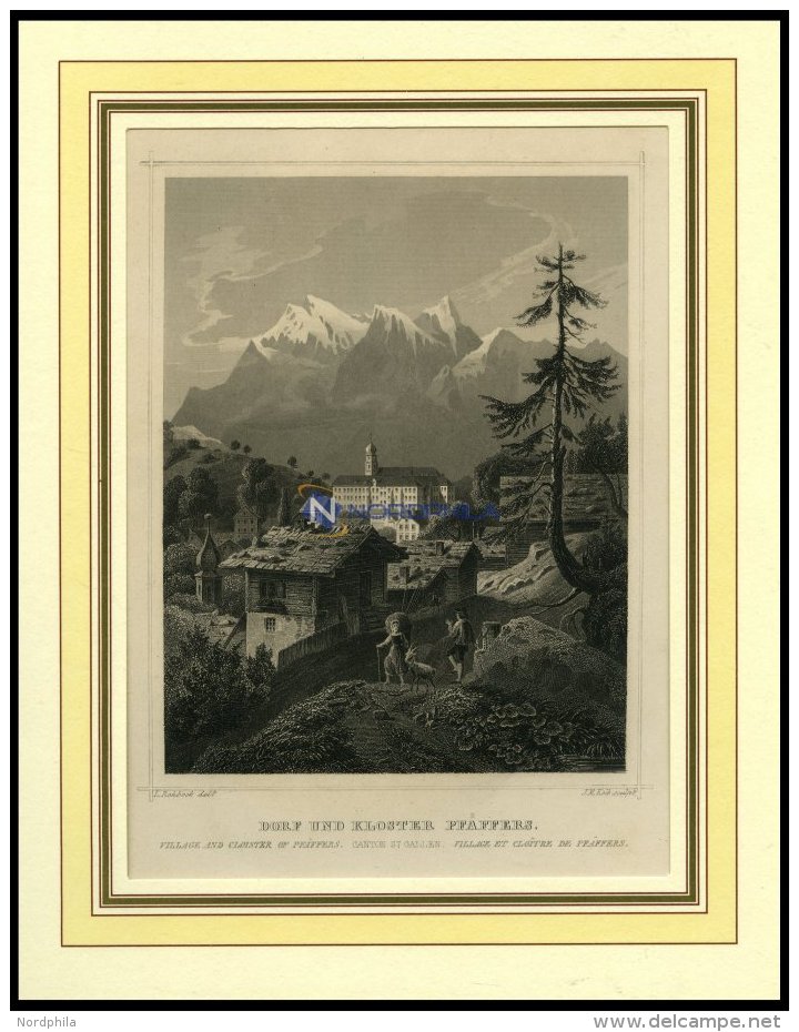 BAD PFÄFFERS/ST. GALLEN, Gesamtansicht Mit Kloster, Stahlstich Von Rohbock/Kolb Um 1840 - Lithographies