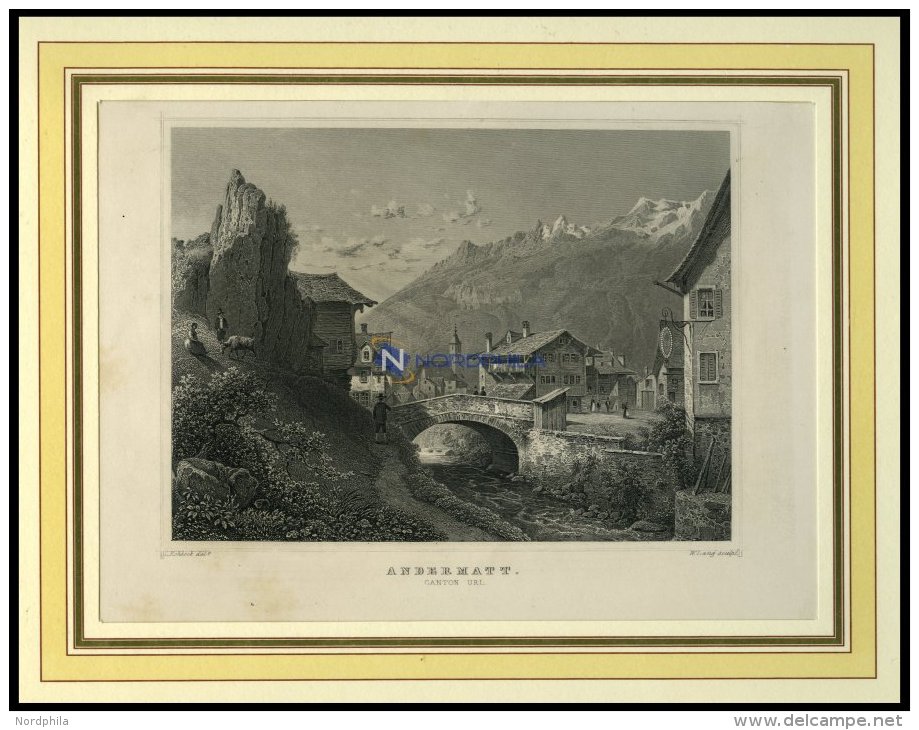 ANDERMATT/URI, Teilansicht, Stahlstich Von Rohbock/Lang Um 1840 - Lithographies