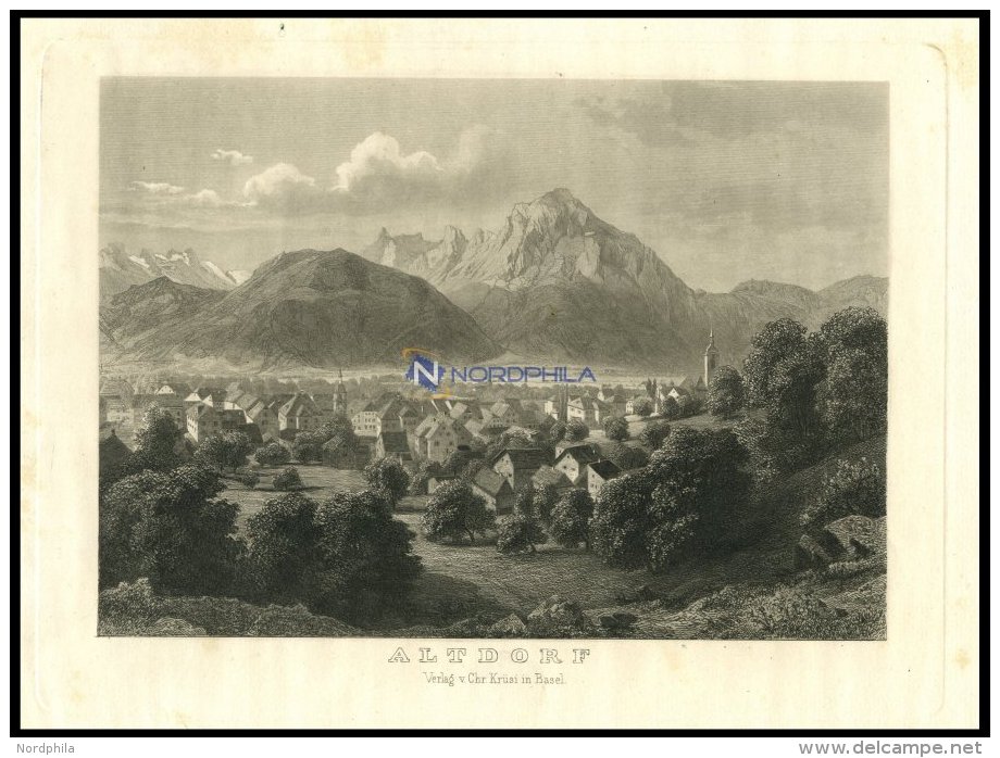 ALTDORF, Gesamtansicht, Stahlstich Um 1840 - Lithographies