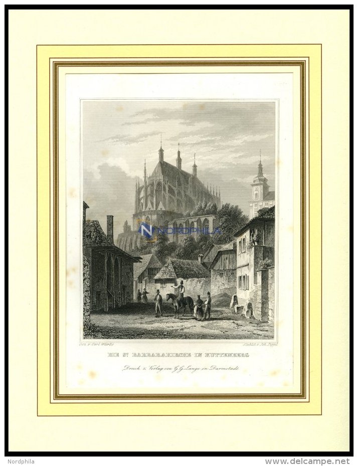 KUTTENBERG: Die St. Barbarakirche, Stahlstich Von Würbs/Poppel, 1840 - Lithographies