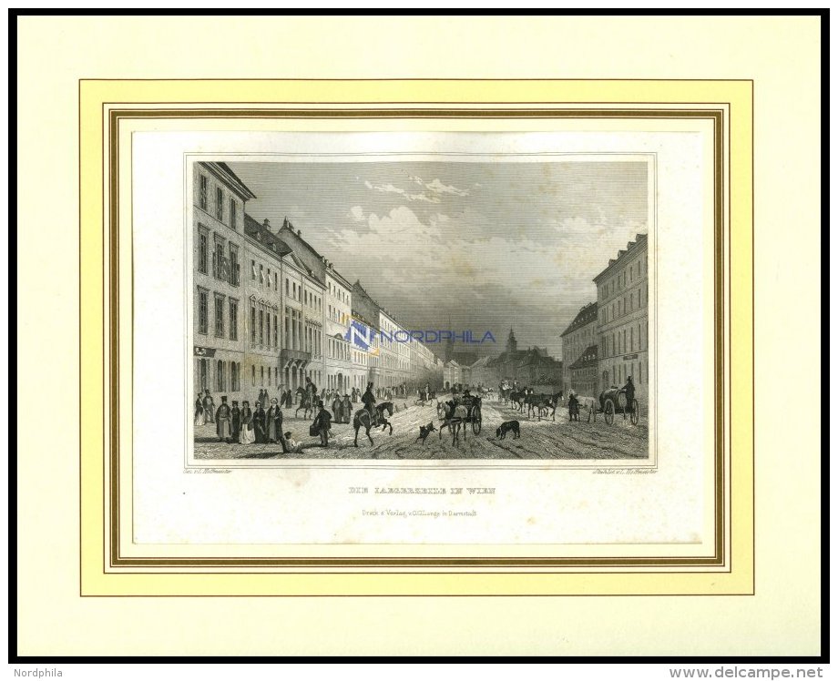 WIEN: Die Laegerzeile Mit Hübscher Personenstaffage Im Vordergrund, Stahlstich Von Hoffmeister/Hoffmeister, 1840 - Lithographies