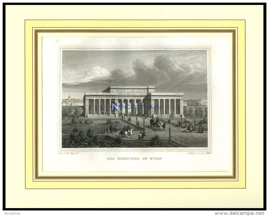 WIEN: Das Burgtor, Stahlstich Von Bayrer/Müller, 1840 - Litografia