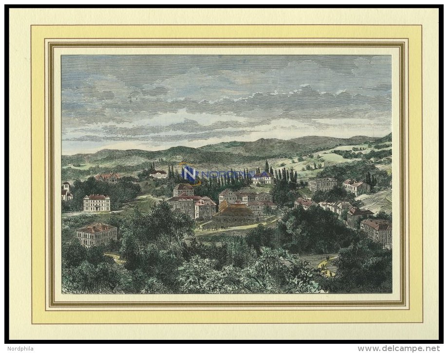 BAD GLEICHENBURG, Gesamtansicht, Kolorierter Holzstich Von Kirchner Von 1876 - Lithographies