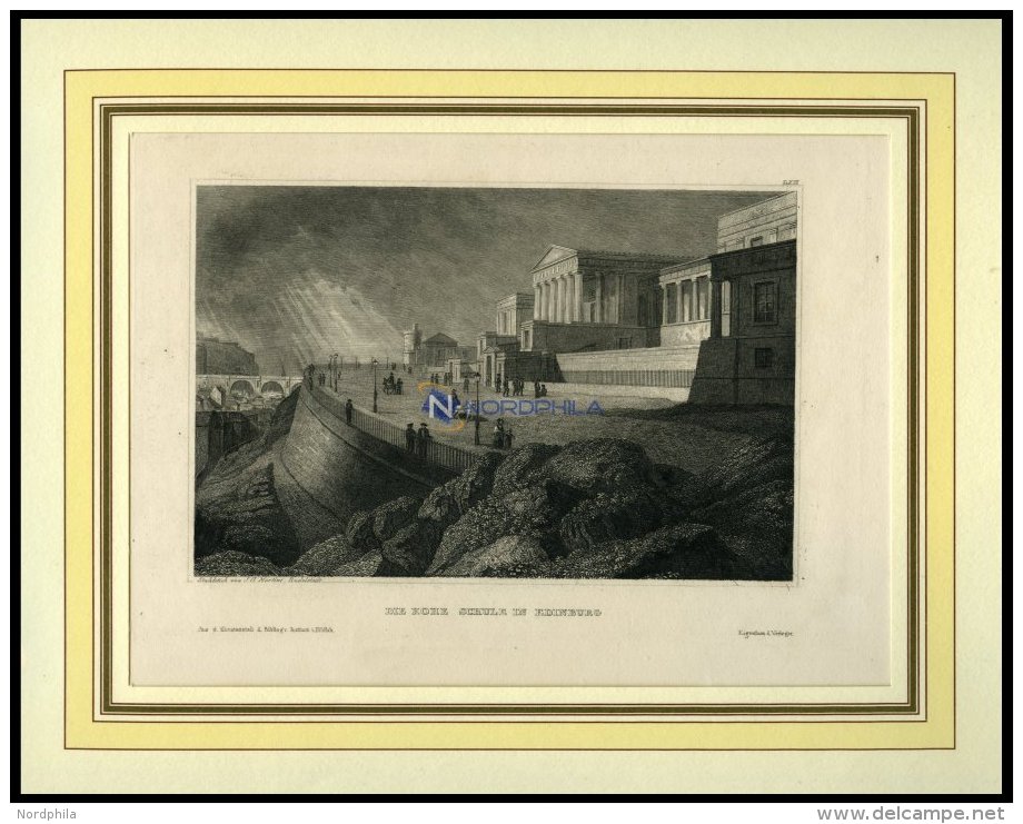 EDINBURGH: Die Hohe Schule, Stahlstich Von B.I. Um 1840 - Lithographies