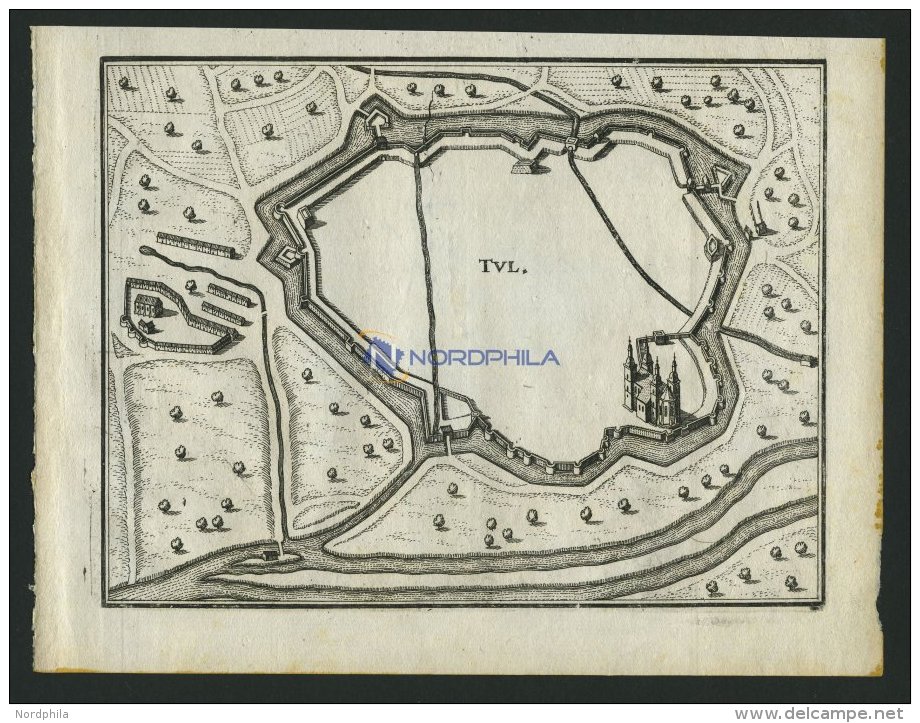 TULLE, Grundrißplan, Kupferstich Von Merian Um 1645 - Lithographies