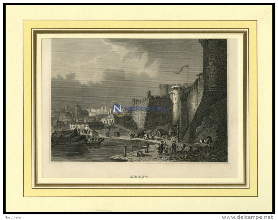 BREST, Teilansicht, Stahlstich Von B.I. Um 1840 - Lithographies