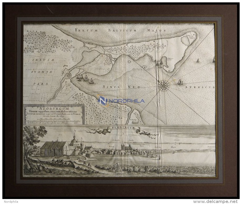 NYBORG Auf Fünen, Mit Umliegender Gegend: Bis An Den Belt Und Cnuts Vorgeburg, Anno 1659, 2 Hübsche Ansichten - Lithographies