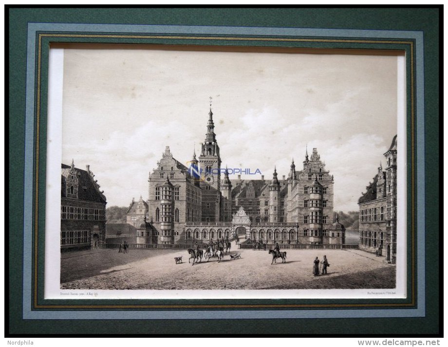 HILLEROD (Frederiksborg Slot), Schloß Frederiksborg Mit Reiterstaffage, Lithographie Mit Tonplatte Von Alexander N - Lithographies