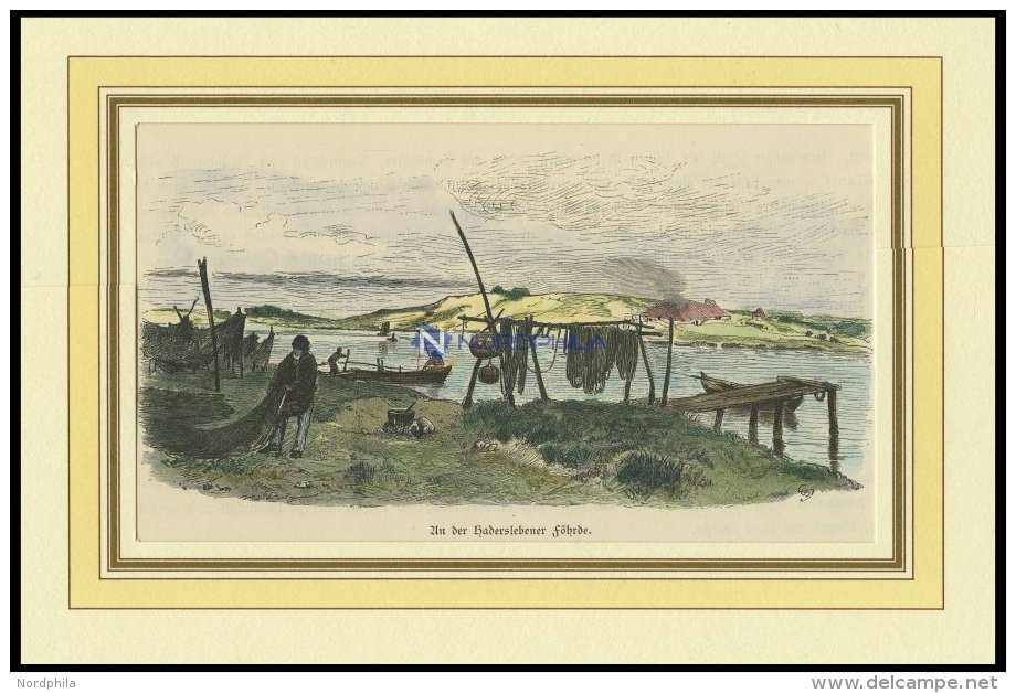 HADERSLEBEN: An Der Förde, Kolorierter Holzstich Von G. Schönleber Von 1881 - Lithographies