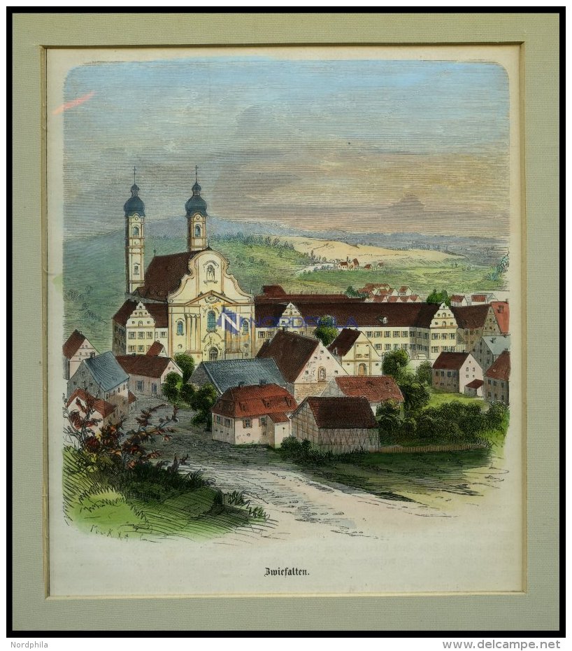ZWIEFALTEN: Teilansicht, Kolorierter Holzstich Von Mauch Und Kunz, 1866 - Lithographies