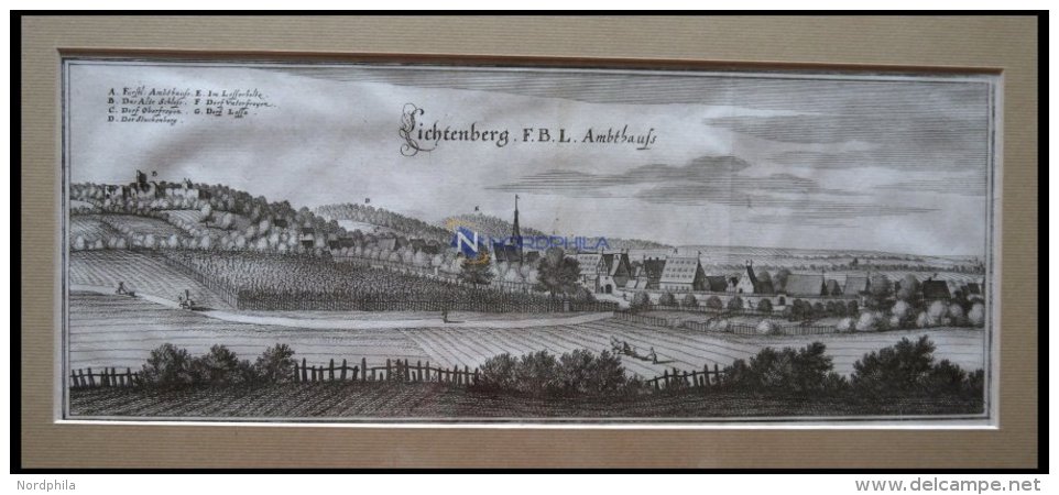 WOLTERSDORF (Lichtenberg), Gesamtansicht, Kupferstich Von Merian Um 1645 - Lithographies