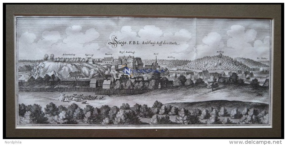 STIEGE, Gesamtansicht, Kupferstich Von Merian Um 1645 - Lithographies