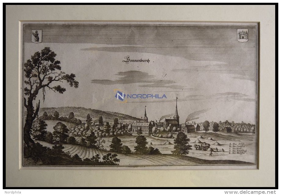 SONNENBURG B. KÜSTRIN, Gesamtansicht, Kupferstich Von Merian Um 1645 - Lithographies