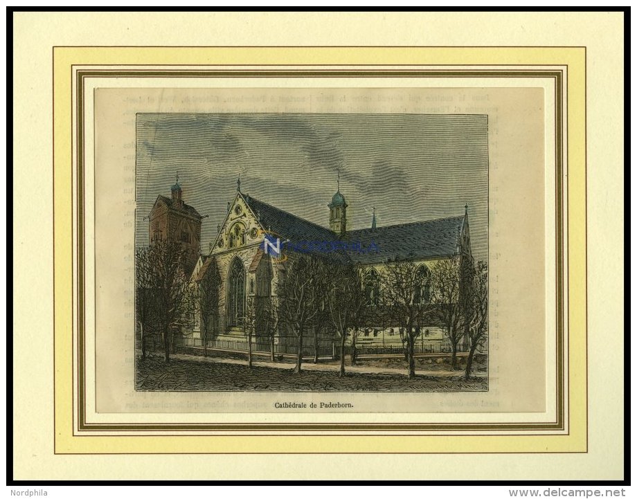 PADERBORN: Die Kathedrale, Kolorierter Holzstich Um 1880 - Lithographies