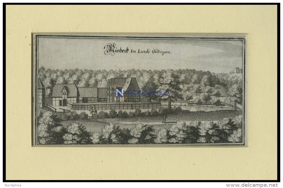 NIEDECK BEI GÖTTINGEN, Gesamtansicht, Kupferstich Von Merian Um 1645 - Lithographies