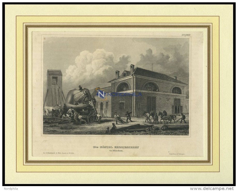 MÜNCHEN: Die Königliche Erzgießerei, Stahlstich Von B.I. Um 1840 - Lithographies