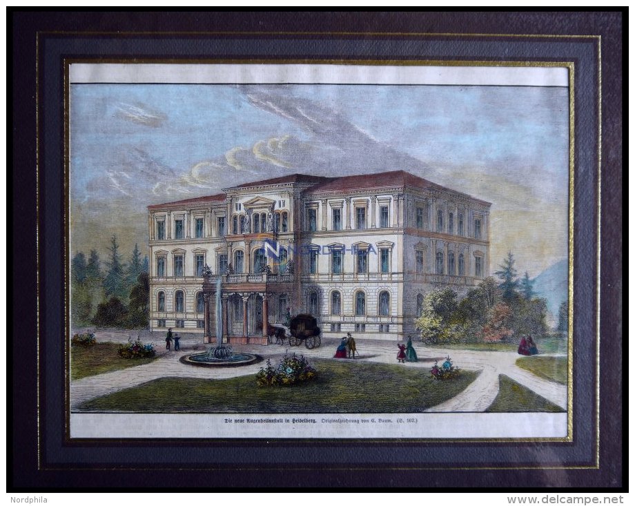HEIDELBERG: Die Neu Augenheilanstalt, Kolorierter Holzstich Um 1880 - Lithographies