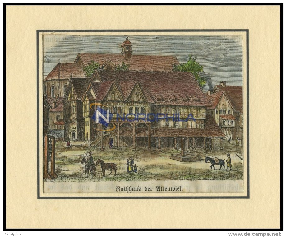 BRAUNSCHWEIG: Rathaus Der Altenwiek, Kolorierter Holzstich Auf Vaterländische Geschichten Von Görges 1843/4 - Lithographies