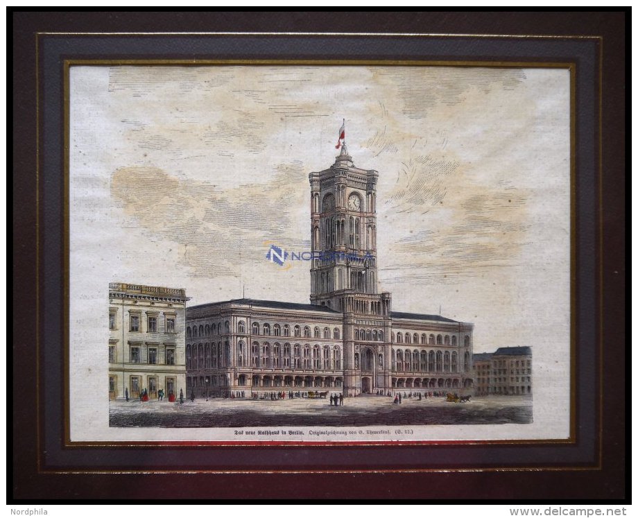 BERLIN: Das Neue Rathaus, Kol.Holzstich Nach Theuerkauf Um 1880 - Litografía