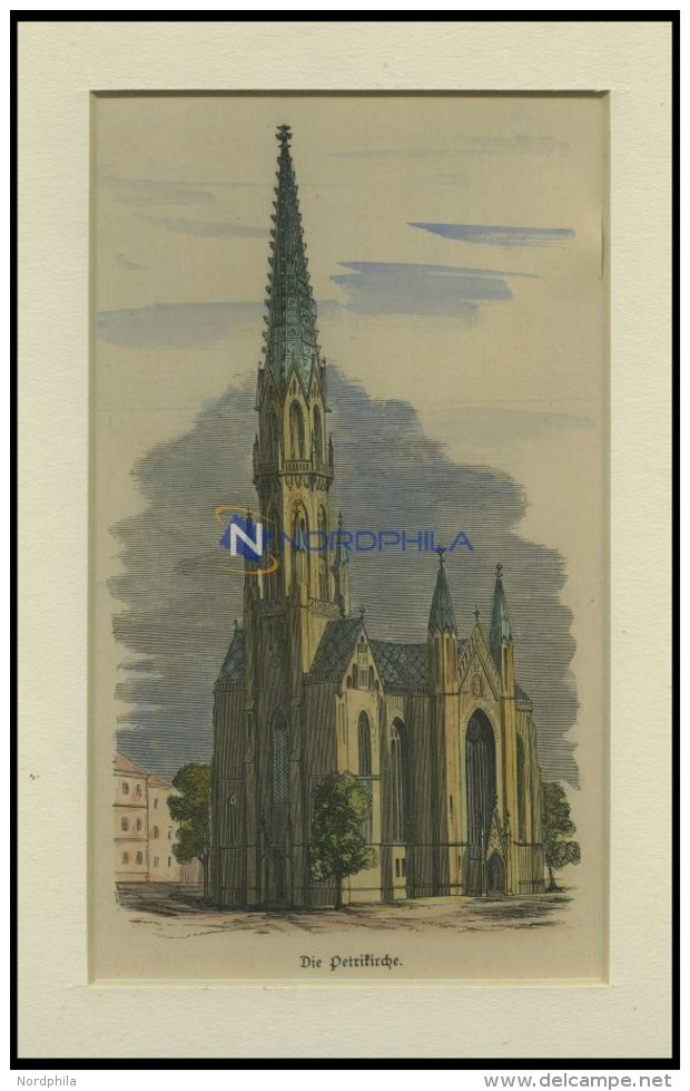 BERLIN: Die Petrikirche, Kolorierter Holzstich Um 1880 - Lithographies