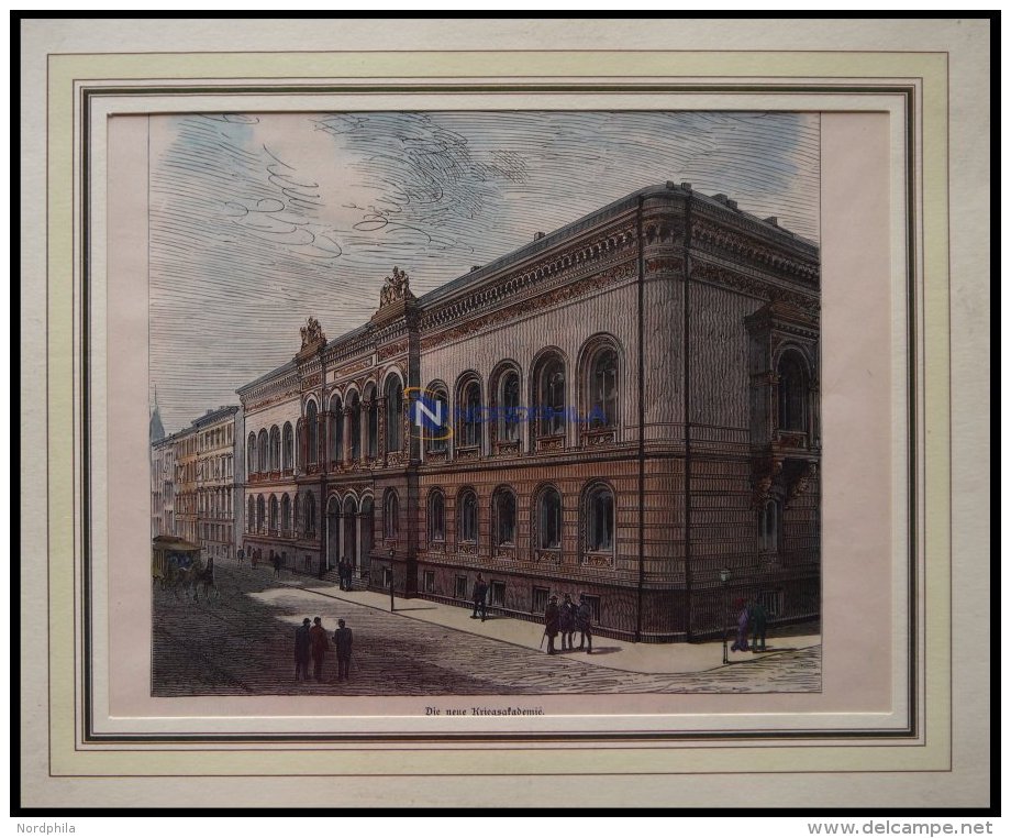 BERLIN: Die Neue Kriegsakademie, Kolorierter Holzstich Um 1880 - Lithographies