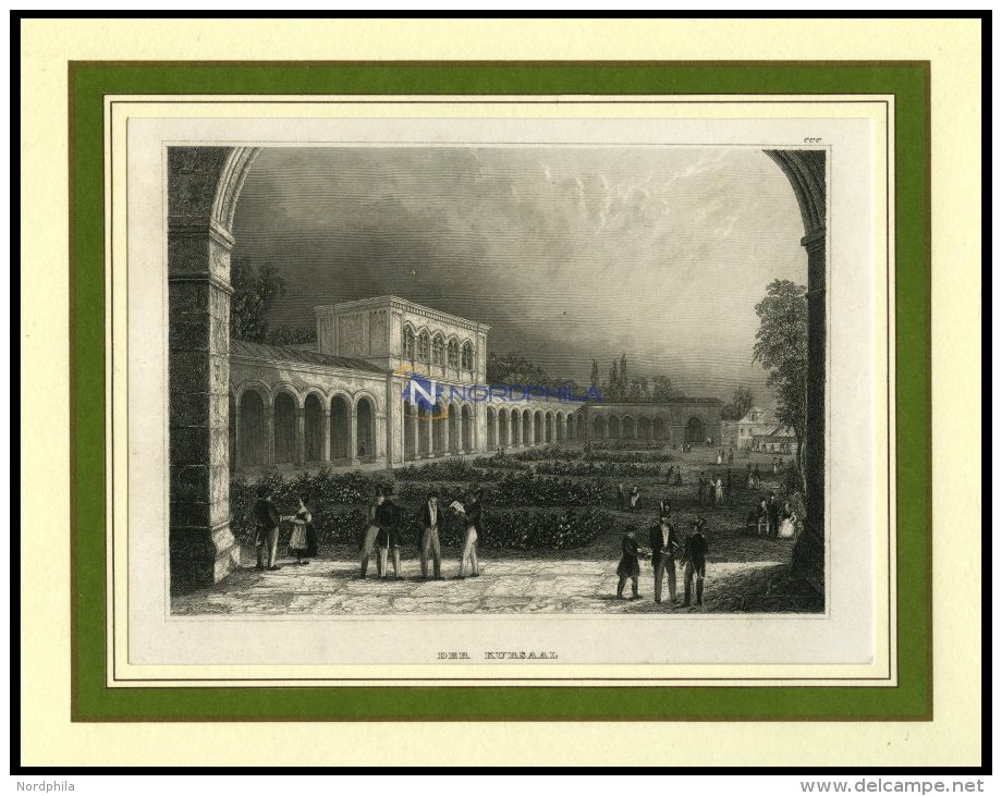 BAD KISSINGEN: Der Kursaal, Stahlstich Von B.I. Um 1840 - Lithographies