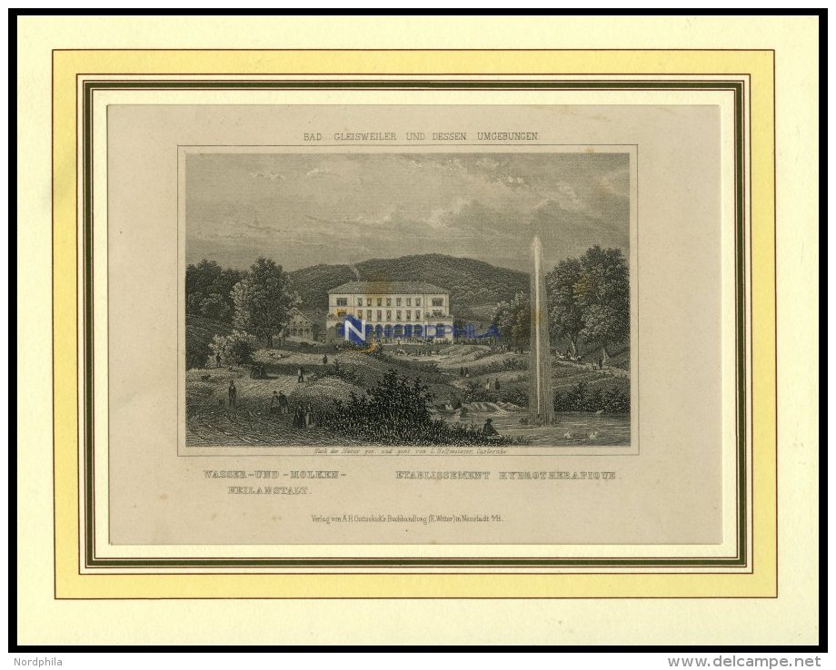 BAD GLEISWEILER: Die Wasser-und Molken-Heilanstalt, Stahlstich Aus Romantische Rheinpfalz Um 1840 - Lithographies